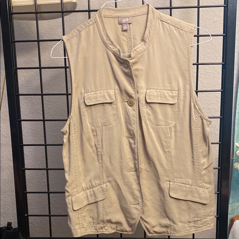 J. Jill Tan Sleeveless Utility Vest
